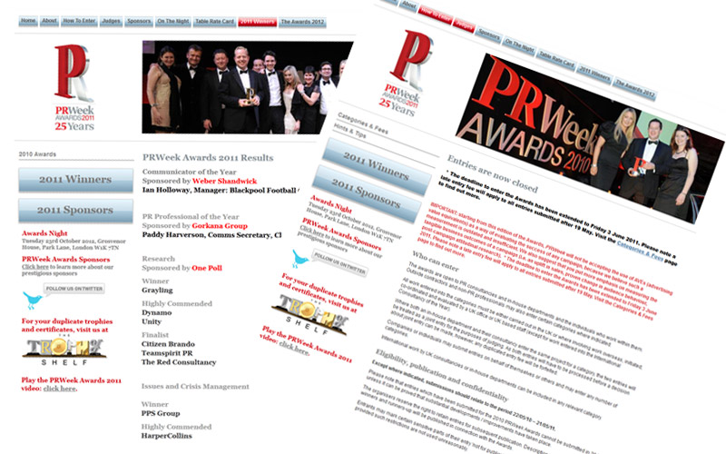 PR Week Awards screenshot 2